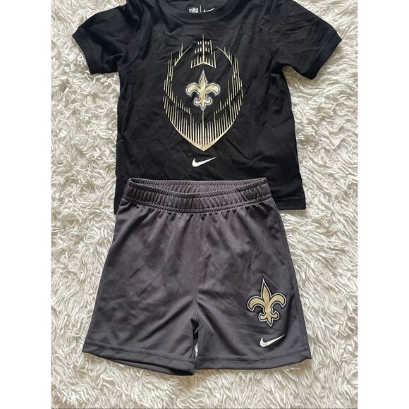 New Orleans Saints Nike Black NFL T-Shirt + Shorts Toddler 4T - Picture 2 of 7